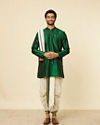 Dark Green and Cream Zari Traditional South Indian Dhoti Set image number 2